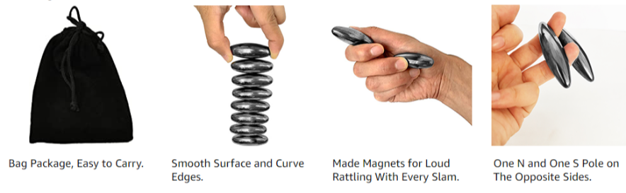 Bolas magnéticas ovaladas de hematita de 1.457 in, 8 piezas de huevos de  serpiente, sonajero, huevo de serpiente de cascabel magnético elipsoide