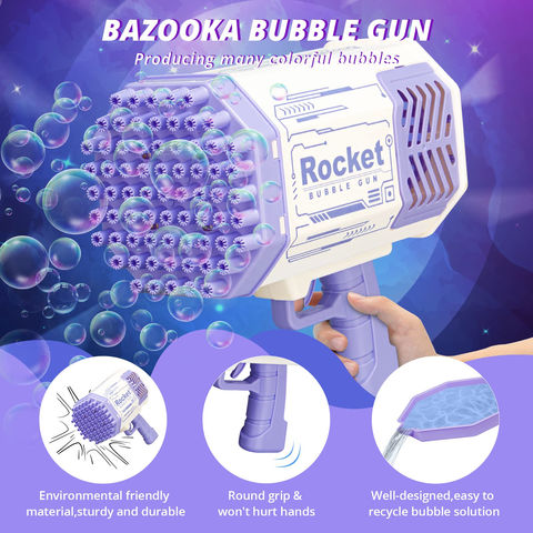  Bubble Machine Gun, Purple Bubble Gun with Lights