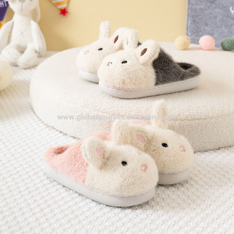 Sandal katun anak-anak perempuan, sandal rumah hangat grosir, sandal mewah anti selip untuk lantai