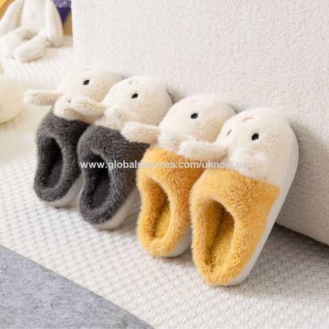 Sandal katun anak-anak perempuan, sandal rumah hangat grosir, sandal mewah anti selip untuk lantai