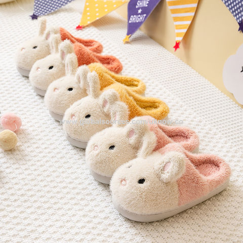 Sandal katun anak-anak perempuan, sandal rumah hangat grosir, sandal mewah anti selip untuk lantai