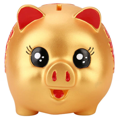Huchas, Hucha Infantil para Ahorrar Monedas, Hucha para Niños Adorable Cerámica Dorada
