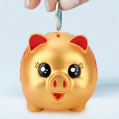 Huchas, Hucha Infantil para Ahorrar Monedas, Hucha para Niños Adorable Cerámica Dorada
