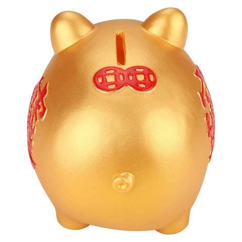 Huchas, Hucha Infantil para Ahorrar Monedas, Hucha para Niños Adorable Cerámica Dorada