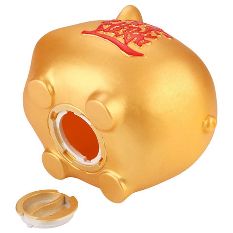 Huchas, Hucha Infantil para Ahorrar Monedas, Hucha para Niños Adorable Cerámica Dorada