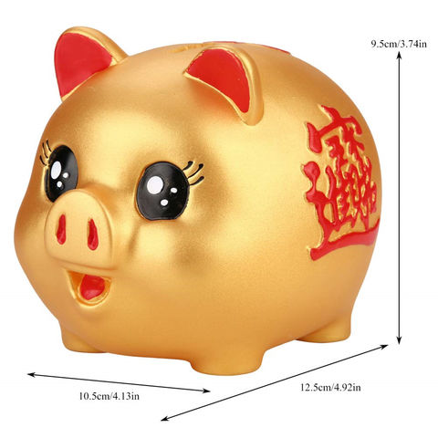 Huchas, Hucha Infantil para Ahorrar Monedas, Hucha para Niños Adorable Cerámica Dorada