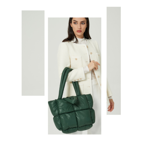  Bolso de mano acolchado de cuero para mujer, bolsos acolchados  de diseñador, bolsas de hombro de poliuretano suave, bolsa de invierno de  algodón para el invierno, grande 2023, Verde (Lush Green) 