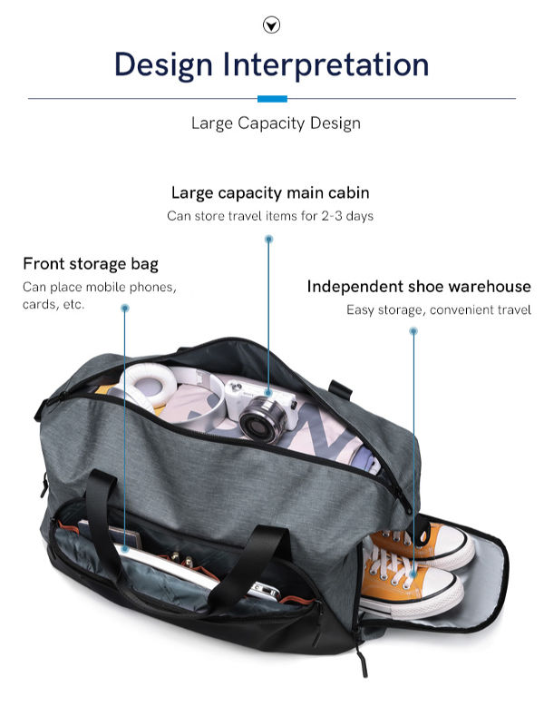 Duffle bag, travel bag,large capacity bag with shoe compartment, waterproof weekend bag supplier