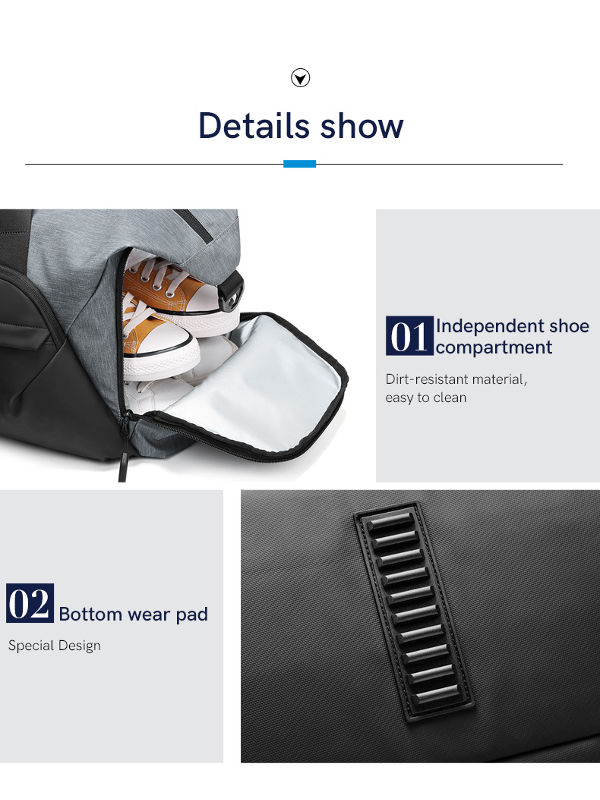 Duffle bag, travel bag,large capacity bag with shoe compartment, waterproof weekend bag supplier