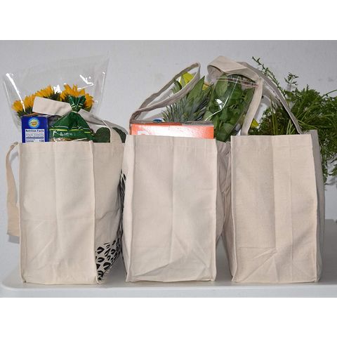 14 15.5 Plain Unbleached Cotton Canvas Tote Bag, Market Bag