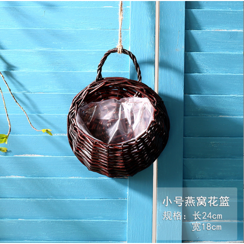 Home Hanging Wicker Rattan Straw Wall Hanging Flower Basket Flower Pot  Simulation Hanging Basket - China Hanging and Wicker price