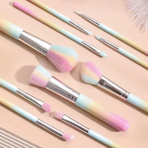 Juego de brochas de maquillaje de alta gama con incrustaciones de diamantes de color rosa mate