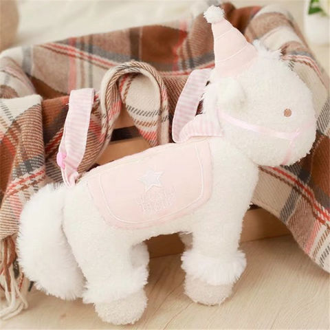 Bolso de peluche de unicornio Kawaii para niñas, bolsos de hombro de felpa  suave, animales de