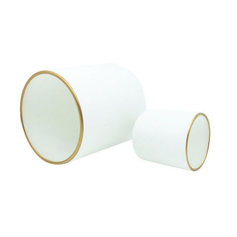 Frascos de vela de cristal de 2 onzas y 13 onzas, candelabros vacíos de color blanco mate con borde dorado para candelero/votivo