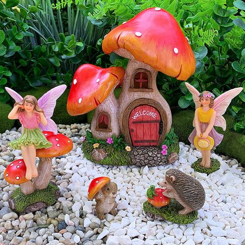 Cute Mushroom House Miniature Resin Ornament Fairy Garden Flower