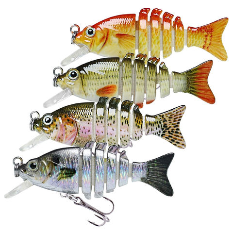 8 Multi-Jointed Realism Saltwater Swimbait, 6 Section Baitfish for Bass  and Pike Fishing, Pack of 2 Hard Lure