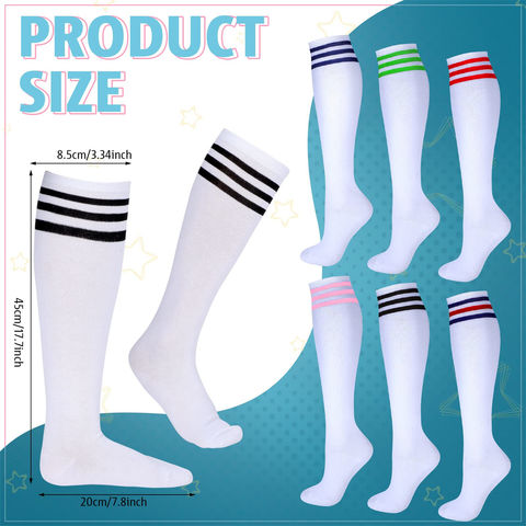 6 Pairs Neon Striped Crew Socks Tube Socks Striped Socks Men Women