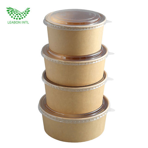 PE Lined Disposable 850ml Kraft Paper Salad Bowl Compostable To Go