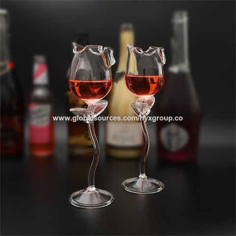Creative Rose Imprinted Wine Glass Stemmed Red Wine Glasses Set