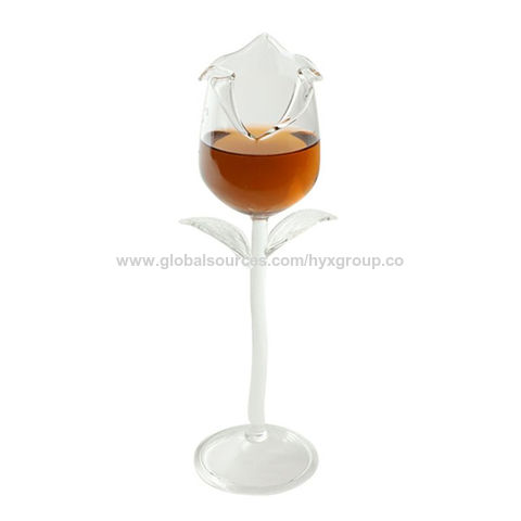 Creative Fancy Red Wine Goblet Wine Cocktail Glasses 100ml Transparent Rose  Flower Shape Wine Glass Party