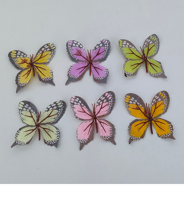 8cm artificial butterfly flower head, silk butterfly flower head, fake butterfly head for art crafts supplier