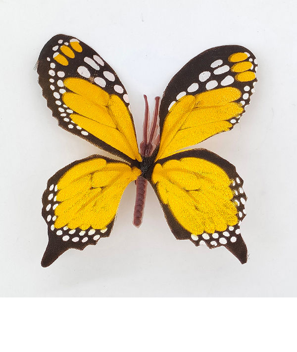 8cm artificial butterfly flower head, silk butterfly flower head, fake butterfly head for art crafts supplier