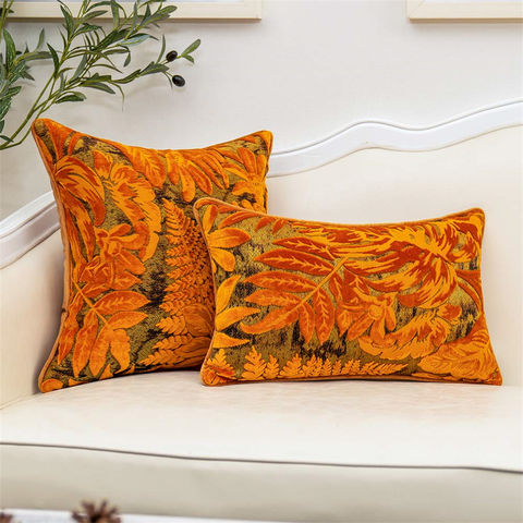 Throw Pillow Covers Luxury Decorative Cushion Case Jacquard Leaves