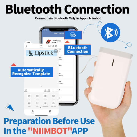 Mini Impresora de Etiquetas Portátil Bluetooth con Cinta para Pequeñas Empresas