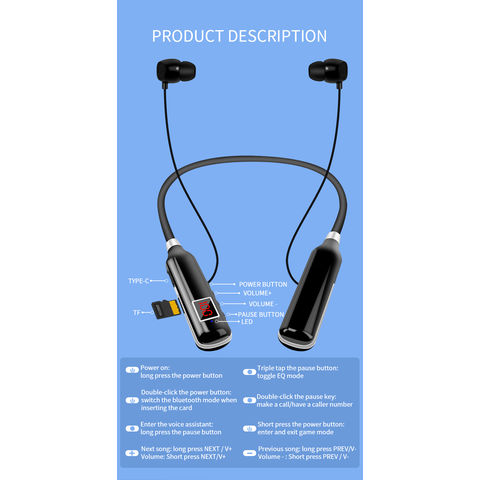 Compre Auriculares Baratos De La Banda Para El Cuello Del Bluetooth 5,3,  Auriculares Inalámbricos Auriculares De La Banda Para El Cuello y  Auriculares Bluetooth Baratos de China por 4.59 USD