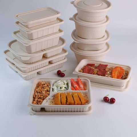 10pcs 1000ml Disposable Lunch Box Microwave Paper Bento Box Meal