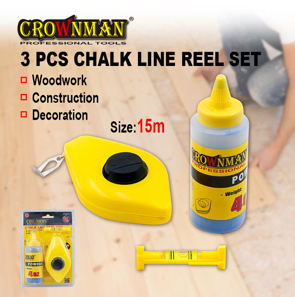 Crownman 3PCS ABS Case Chalk Line Reel Set for Building Use