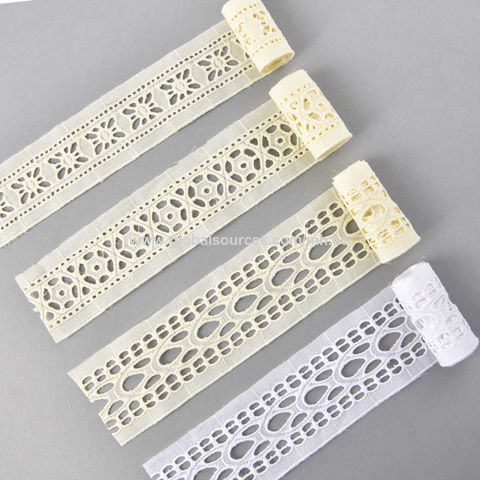 Custom Width Various Design White Poly Cotton Lace Border Eyelet Lace Trim  - China Cotton Lace Trim and Cotton Lace price