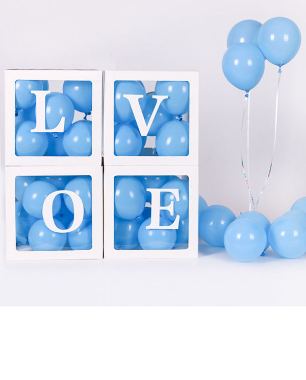 Boîte à ballons cube transparente en plastique, style lettre, décoration de  fête d'anniversaire de mariage