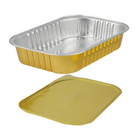 Buy Wholesale China Aluminum Foil Container,320ml Disposable Food Packing  Safe Gold Food Container,accept Customized Log & Gold Aluminium Foil Tray  at USD 0.12