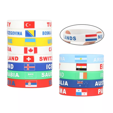 6 Pcs Baseball Rubber Bracelets Sports Wristbands Athletic Silicone Flag