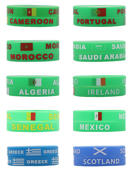 2022 Men's World Cup Country Name and Flags Wristbands