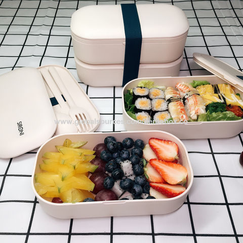 Fiambrera: Capa Bento Box con Cubiertos Compartimentos Lunch Box