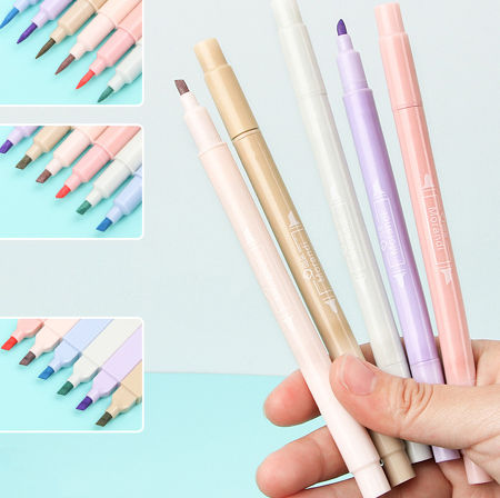 6PCS/set Mini Highlighter Pen Midliners Zebra Color Markers Double Line  Markers Child Coloring Pens Stationery Supplies Colour
