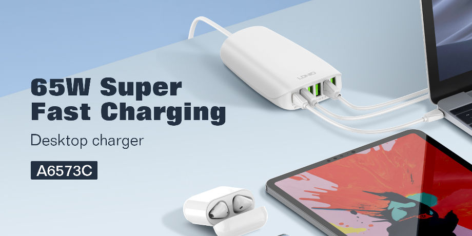 LDNIO A6573C 65W super Fast Charger 1PD65W+1QC3.0+4 Auto-ID usb charger supplier