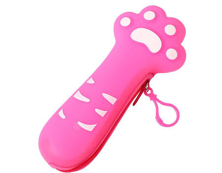 Silicone Solid Color Soft Pencil Case Creative Large Capacity Stationery  Bag Pink Silicone