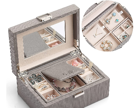Jewelry Box for Women Girls, 2 Layer Travel Jewelry Organizer Case PU Leather Medium Jewelry Storage supplier