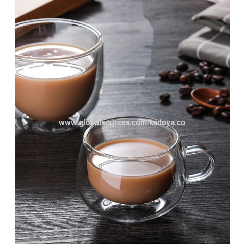 Buy Wholesale China Double Layer Glass Transparent Coffee Mugs With Handle  Heat-resistant Crystal Coffee Glass Tea Cup & Coffee Mugs at USD 0.8