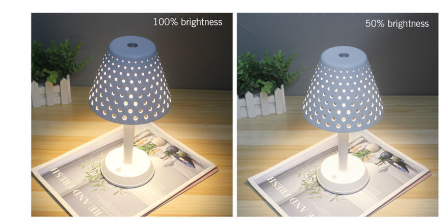 Mesh Hole minimalist outdoor tabl lamps cordless hotel restaurant home deco metal Rechargeable lamp supplier