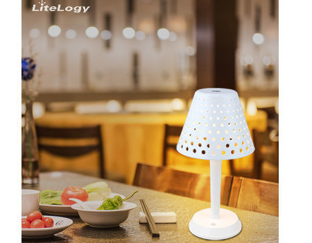 Mesh Hole minimalist outdoor tabl lamps cordless hotel restaurant home deco metal Rechargeable lamp supplier