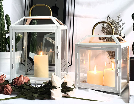 Large Wooden Battery Operated LED Flameless Candle Lantern For