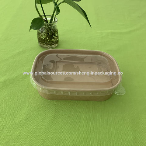 1000ml Paper Oval Rectangular Food Delivery Container Kraft, White