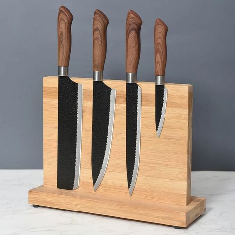 Bamboo Magnetic Knife Block Storage Holder with Bamboo Cutting