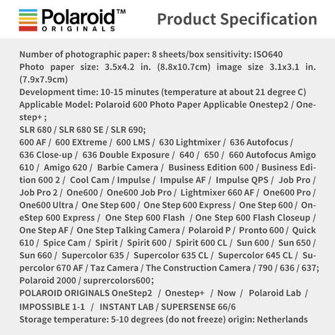 Polaroid 600 S/W & Farbfilm Sofortbildpapier 8 Blatt für Polaroid 636 637 640 660 Onestep2