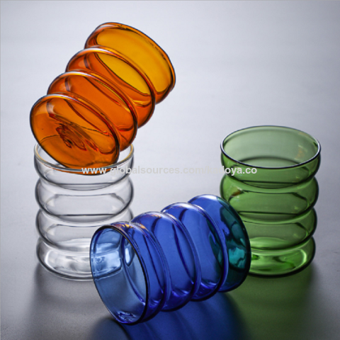 Glass Cups Creative Cute Ripple Shaped Vintage Drinking Glasses