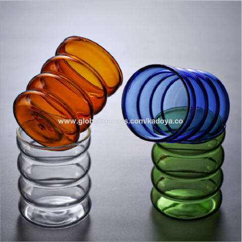 Buy Wholesale China Round Drinkware Ripple Wavy Spiral Squiggle  Borosilicate Vintage Colorful Drinking Glass Cup Mug & Drinking Glass at  USD 1.8